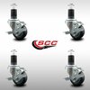Service Caster 3'' SS Thermoplastic Rubber Swivel 1-5/8'' Expanding Stem Caster Set with Brake, 4PK SCC-SSEX20S314-TPRB-TLB-158-4